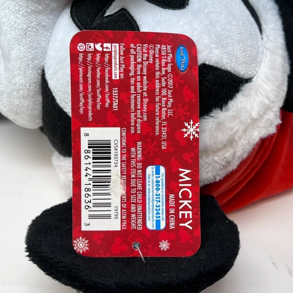 Disney Just Play Mickey Minnie Christmas Plush Set Gold White Scarves 20